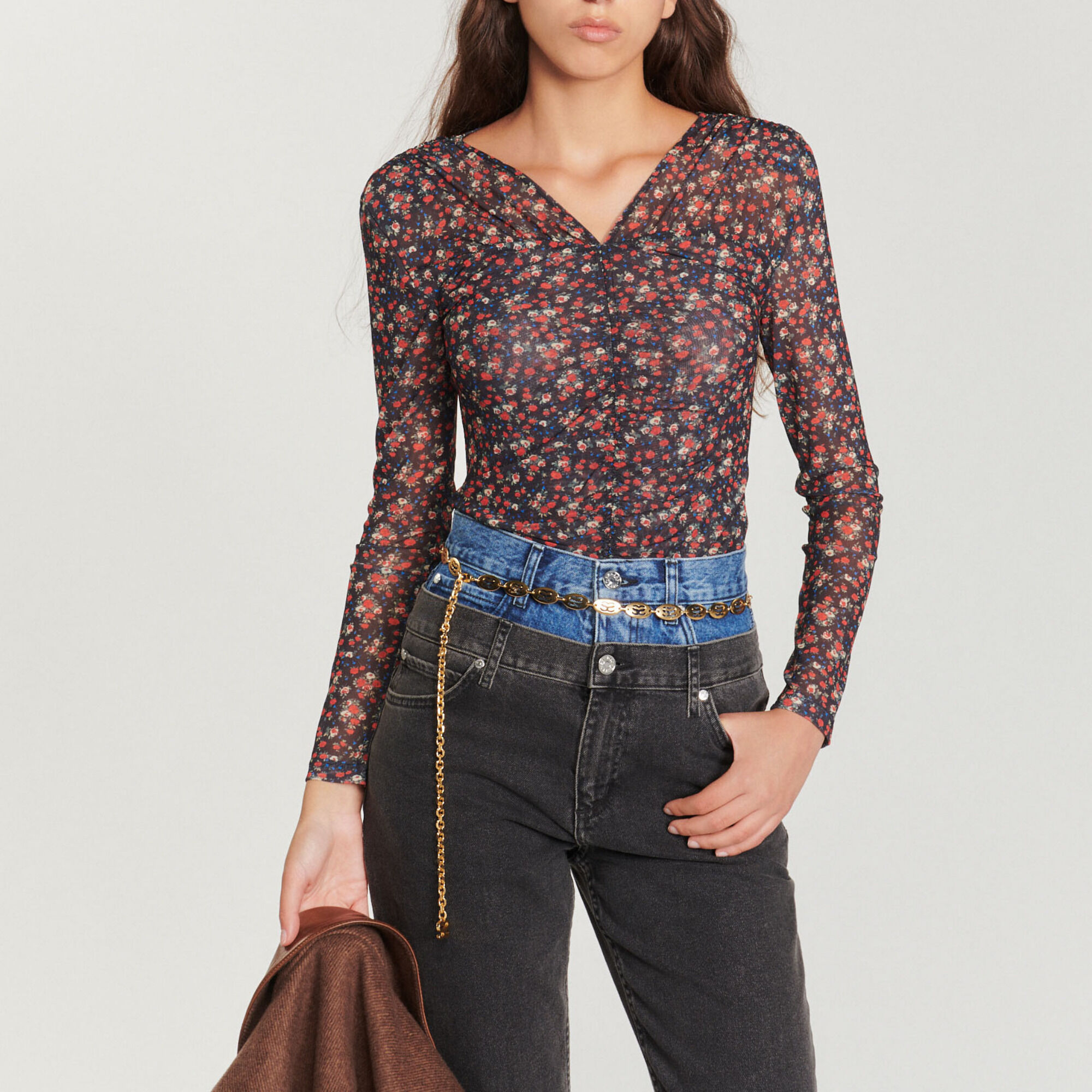 Floral tulle top