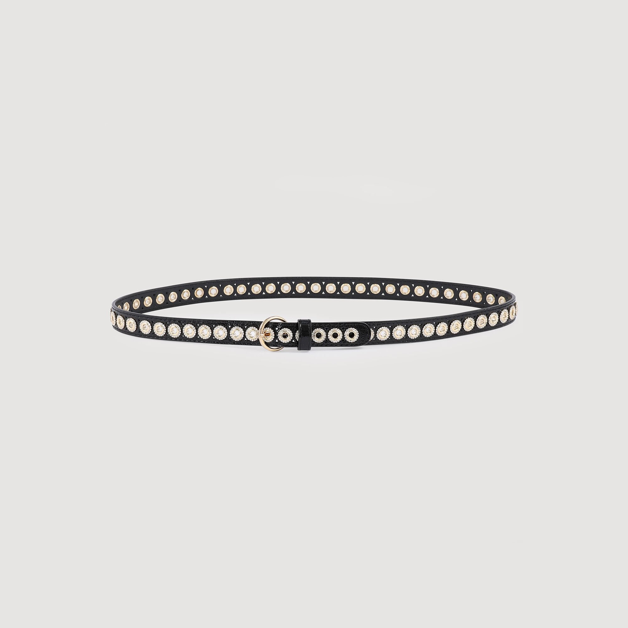 Belt with rhinestone eyelets