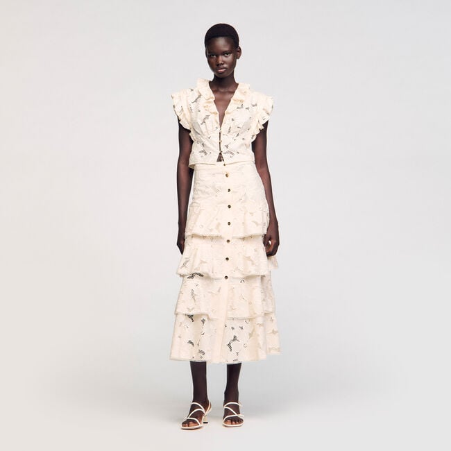 Long frilled skirt