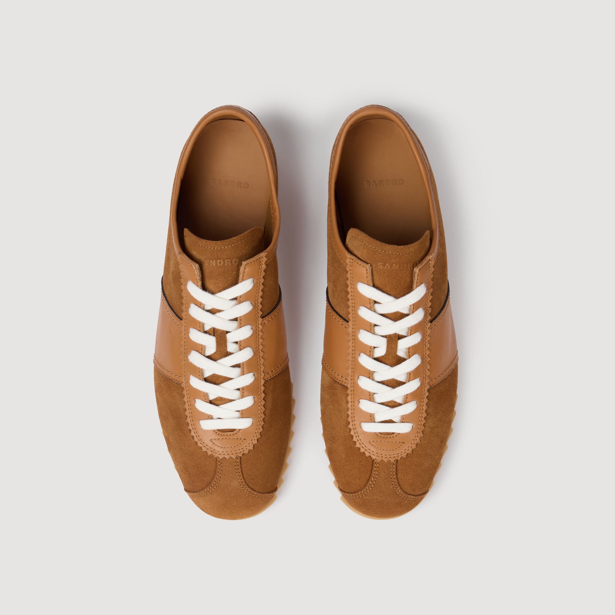 Leather and suede low-top trainers