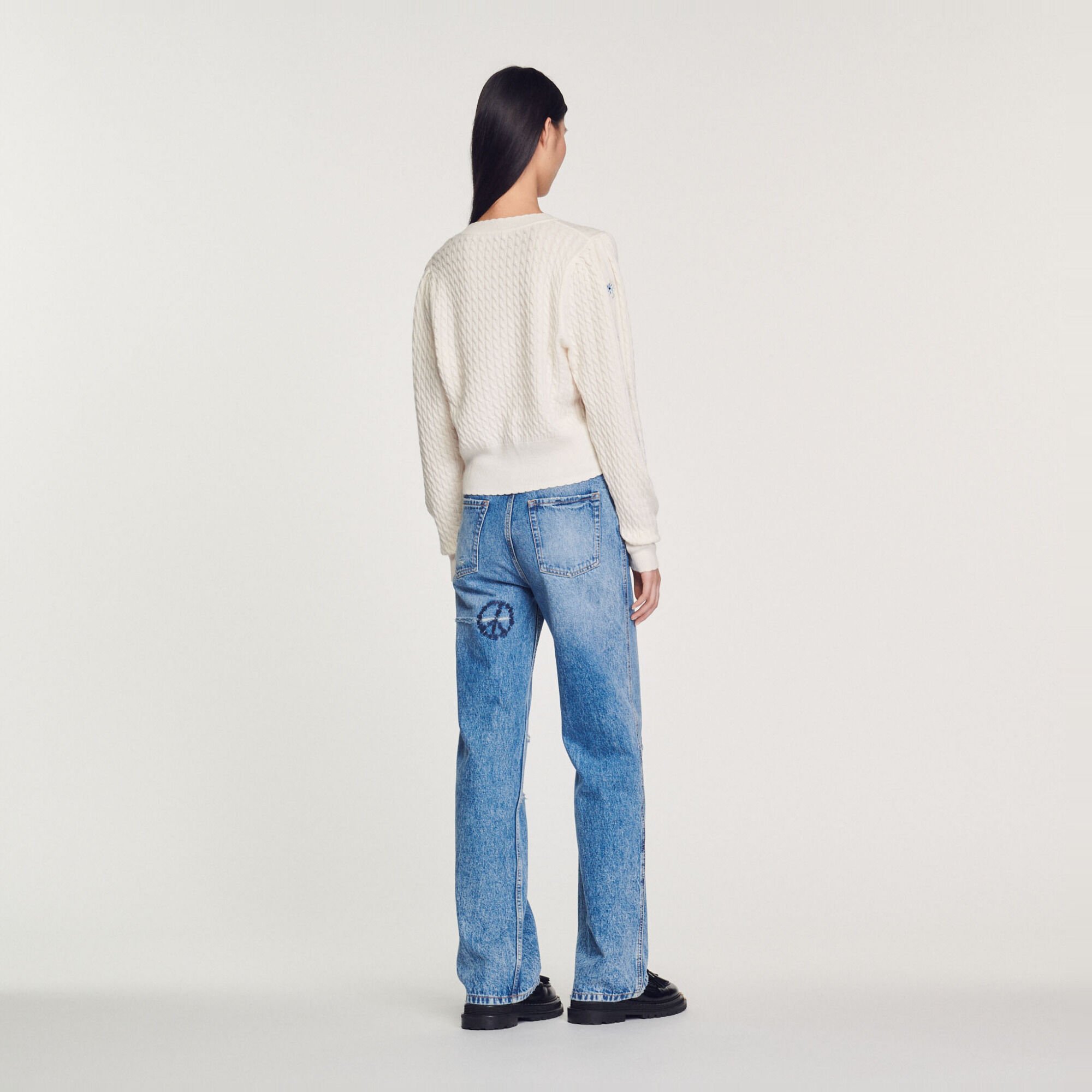 Embroidered knit sweater