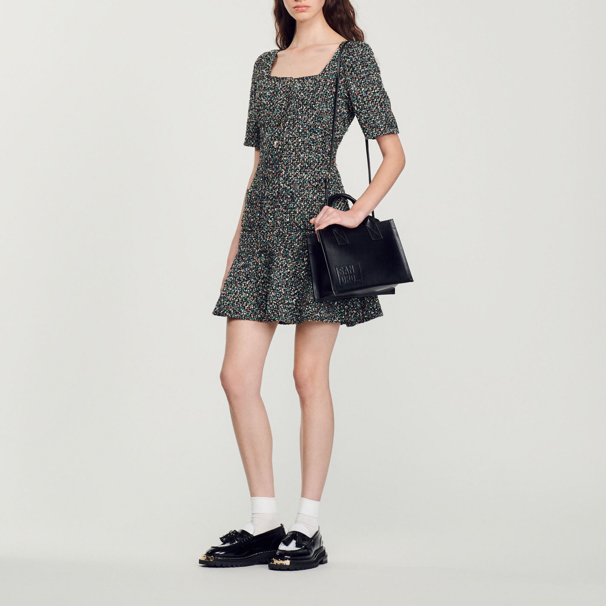 Short tweed dress white / beige For Women | Sandro Paris