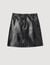 Short topstitched leather skirt