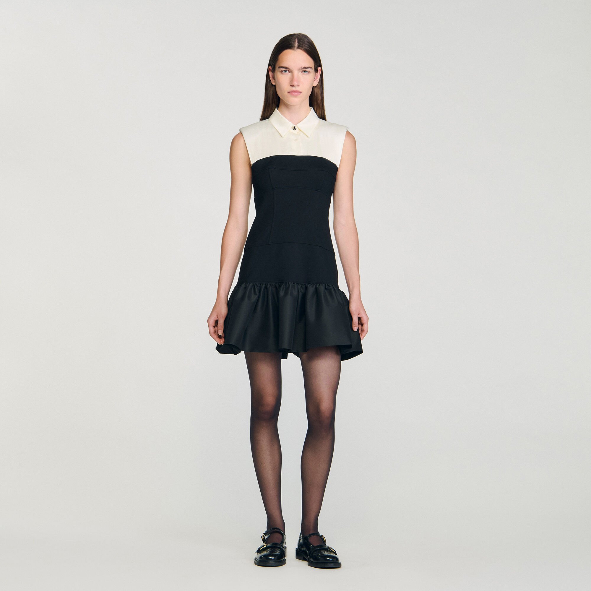 Short two-tone ruffled dress