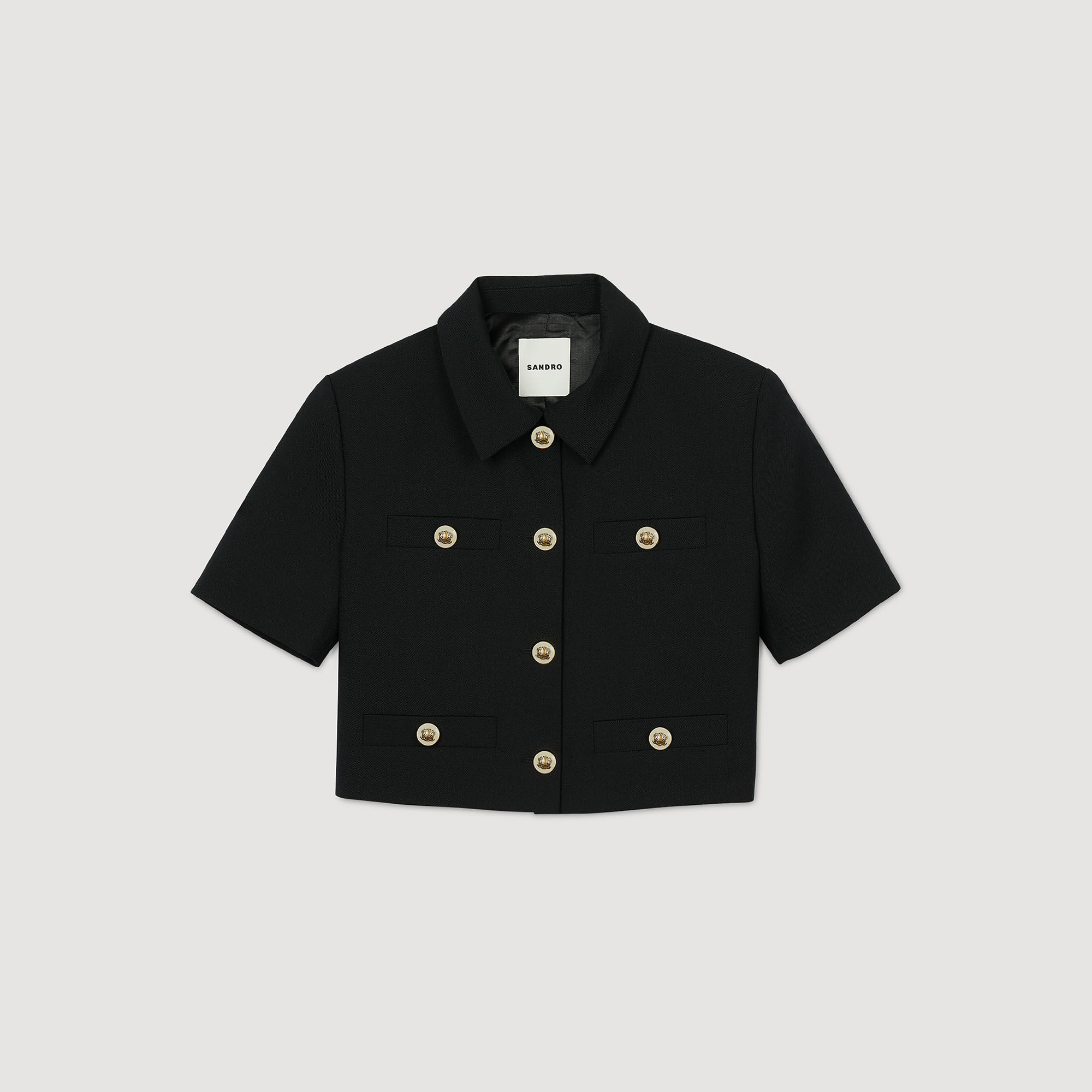 Short-sleeved jacket black / gray For Women | Sandro Paris