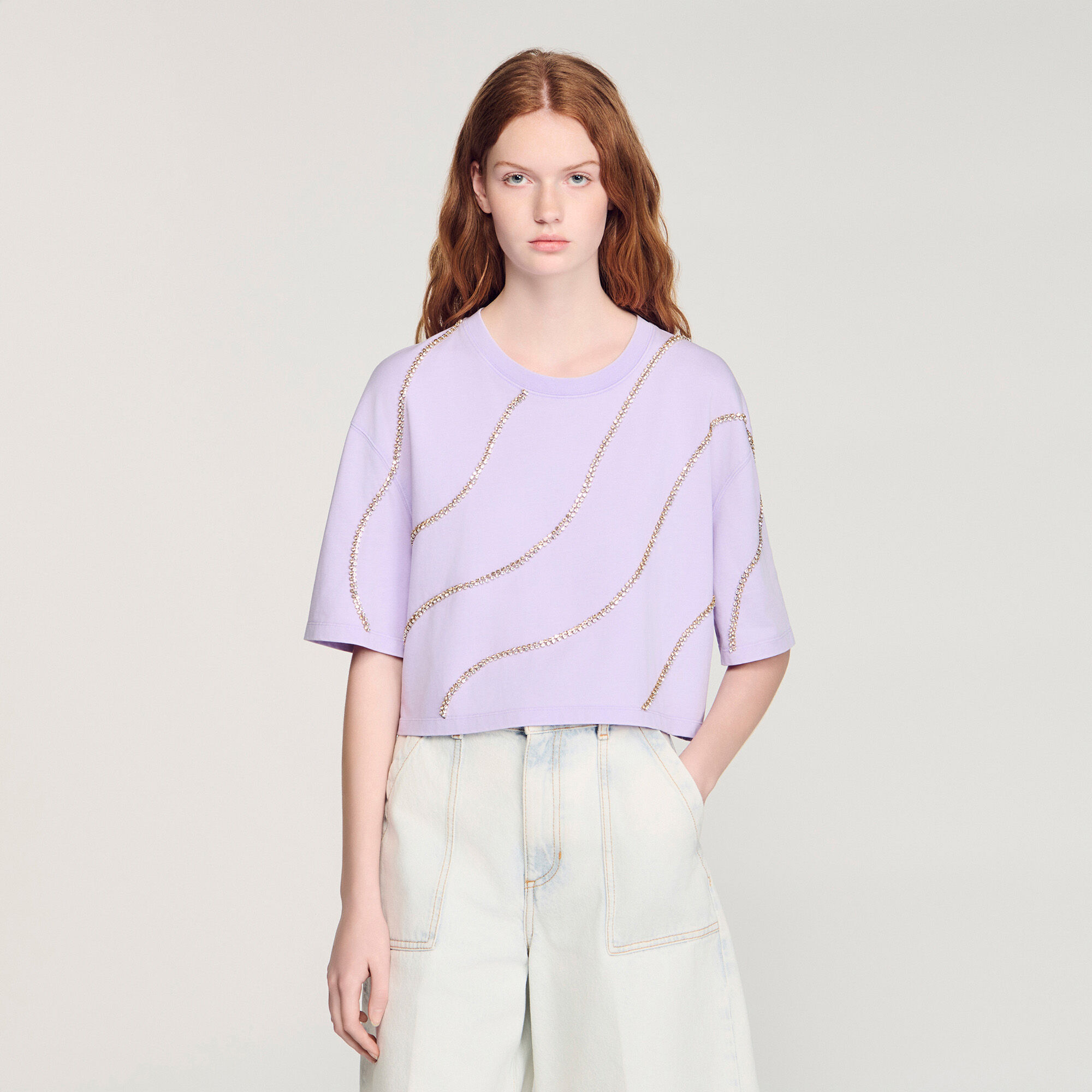 Rhinestone cropped T-shirt