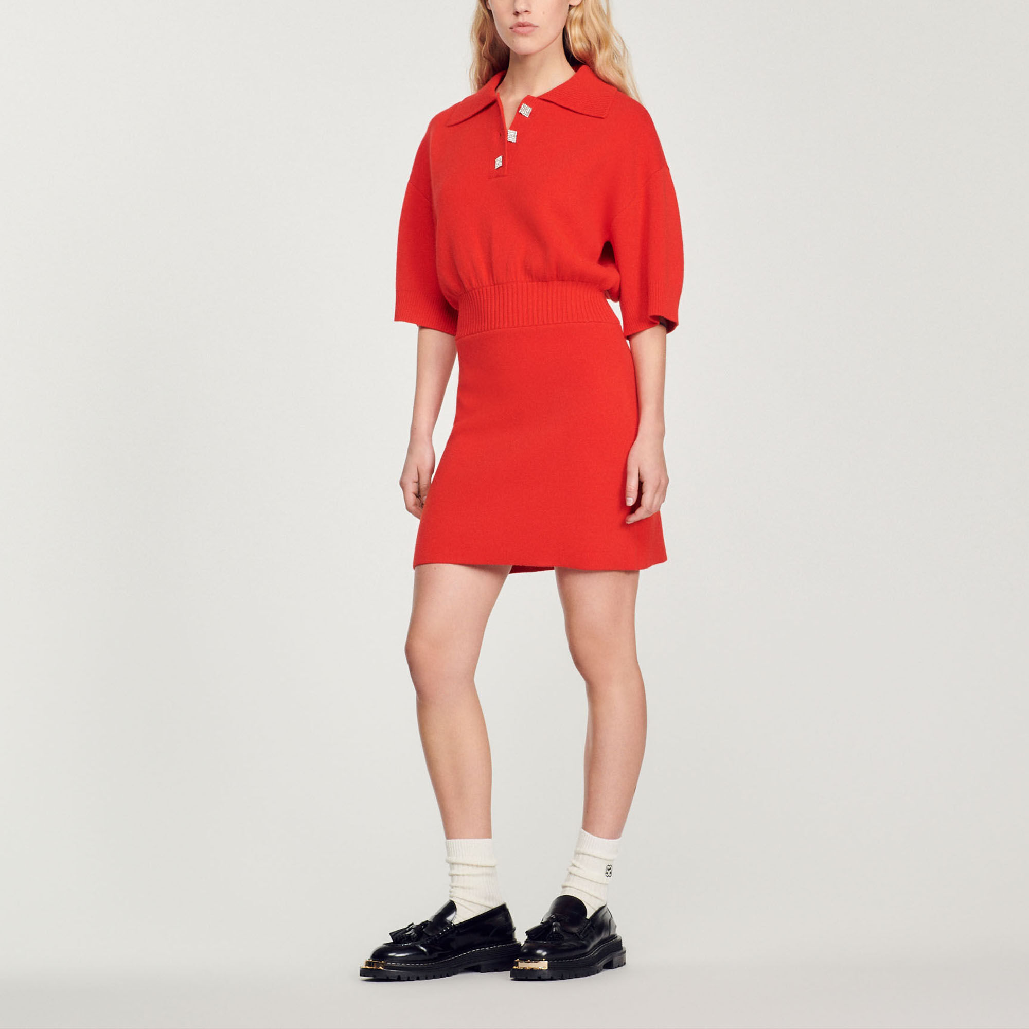 Short knitted polo dress