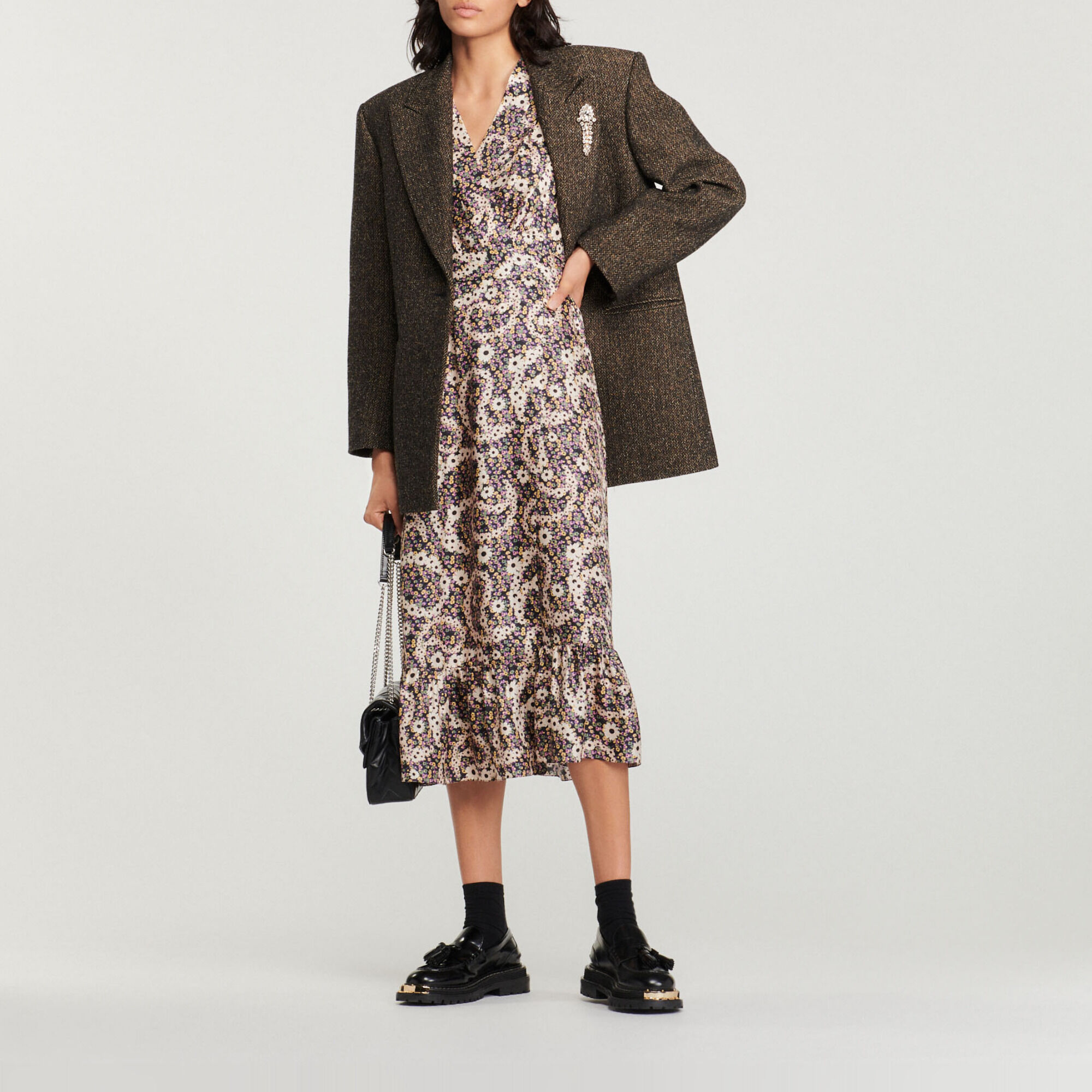 Long paisley printed dress white / beige For Women | Sandro