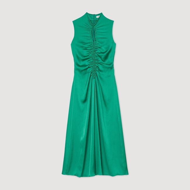 Draped satin-effect dress
