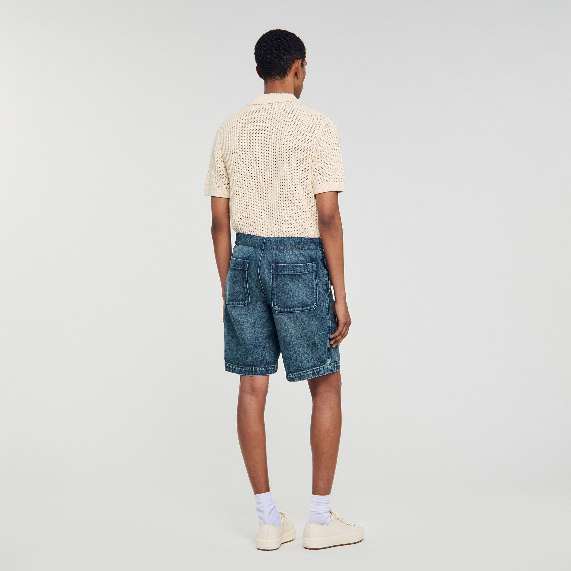 Elasticated denim shorts