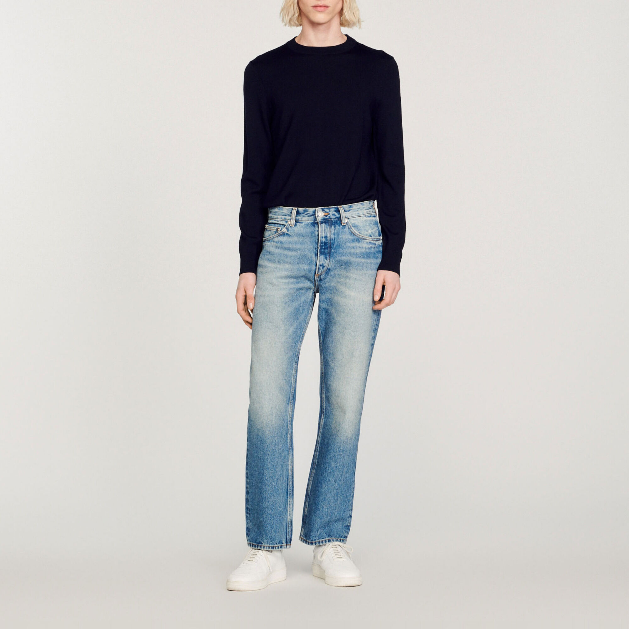 Faded straight-leg organic cotton jeans