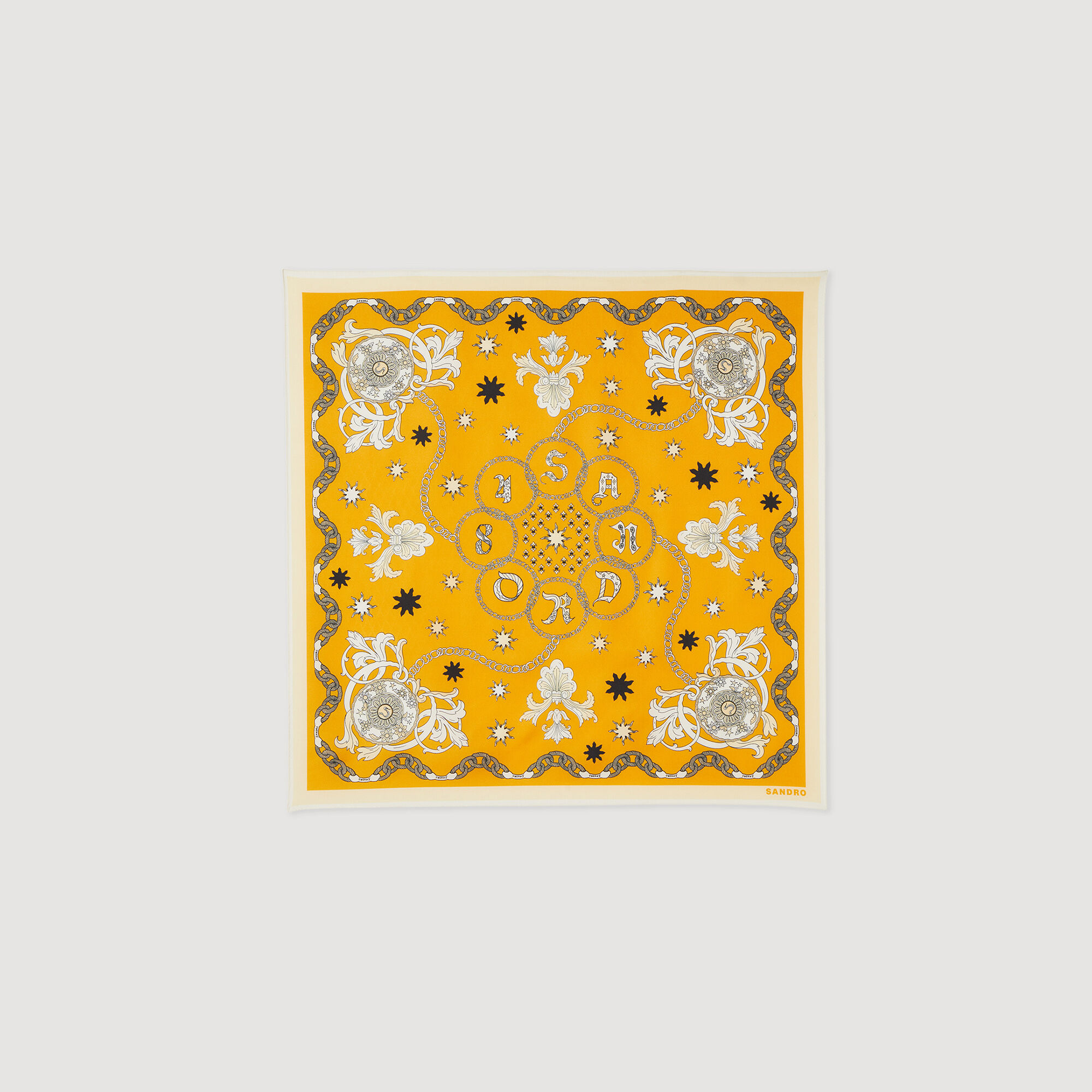 Printed silk twill scarf