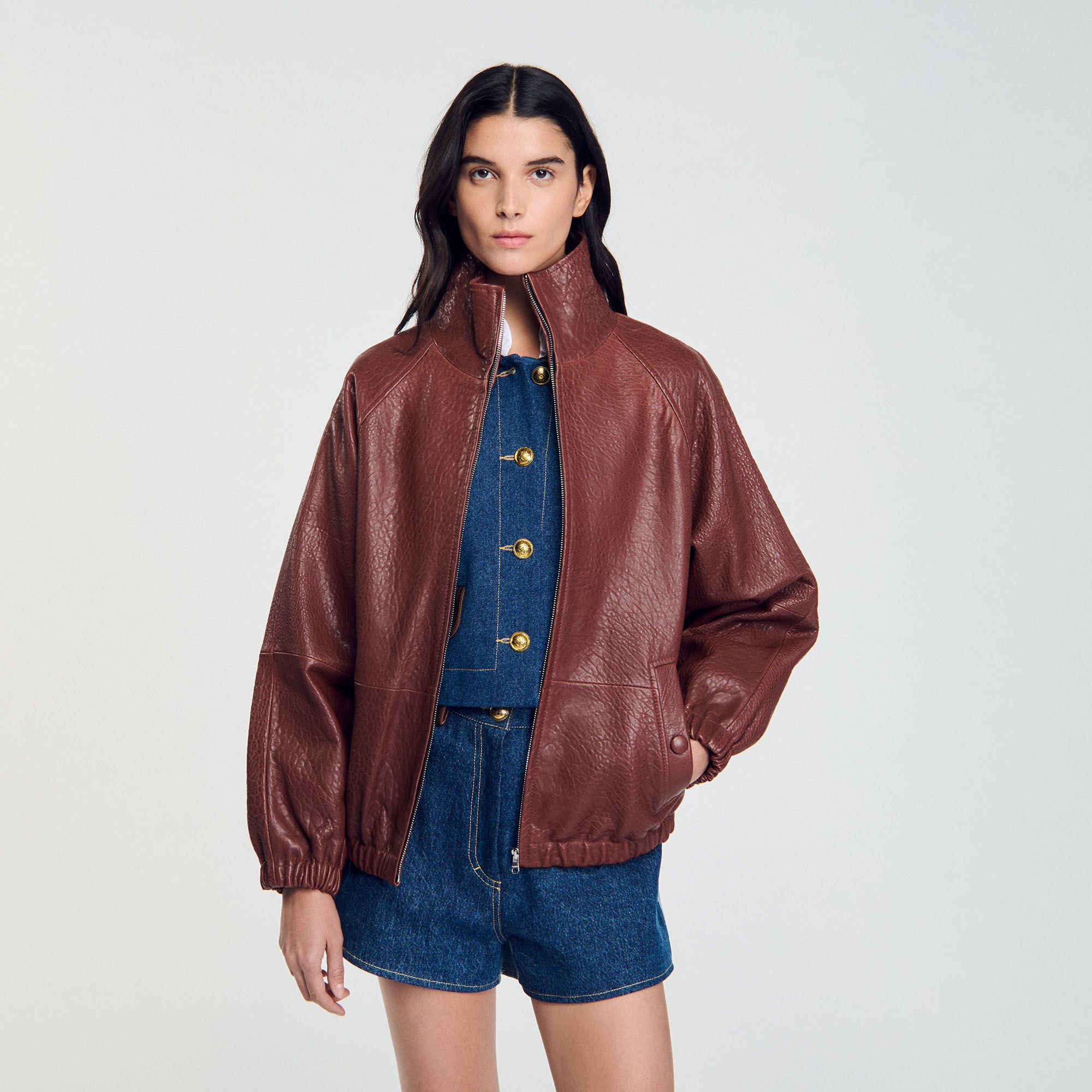 Oversized leather jacket