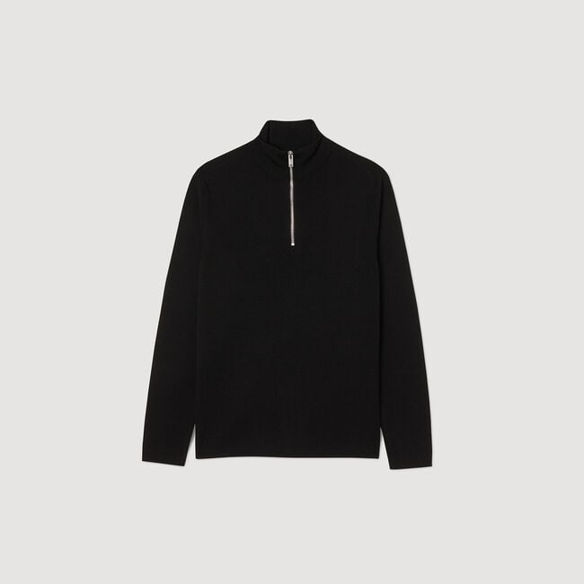 Zipped standing collar wool jumper - Men | Sandro