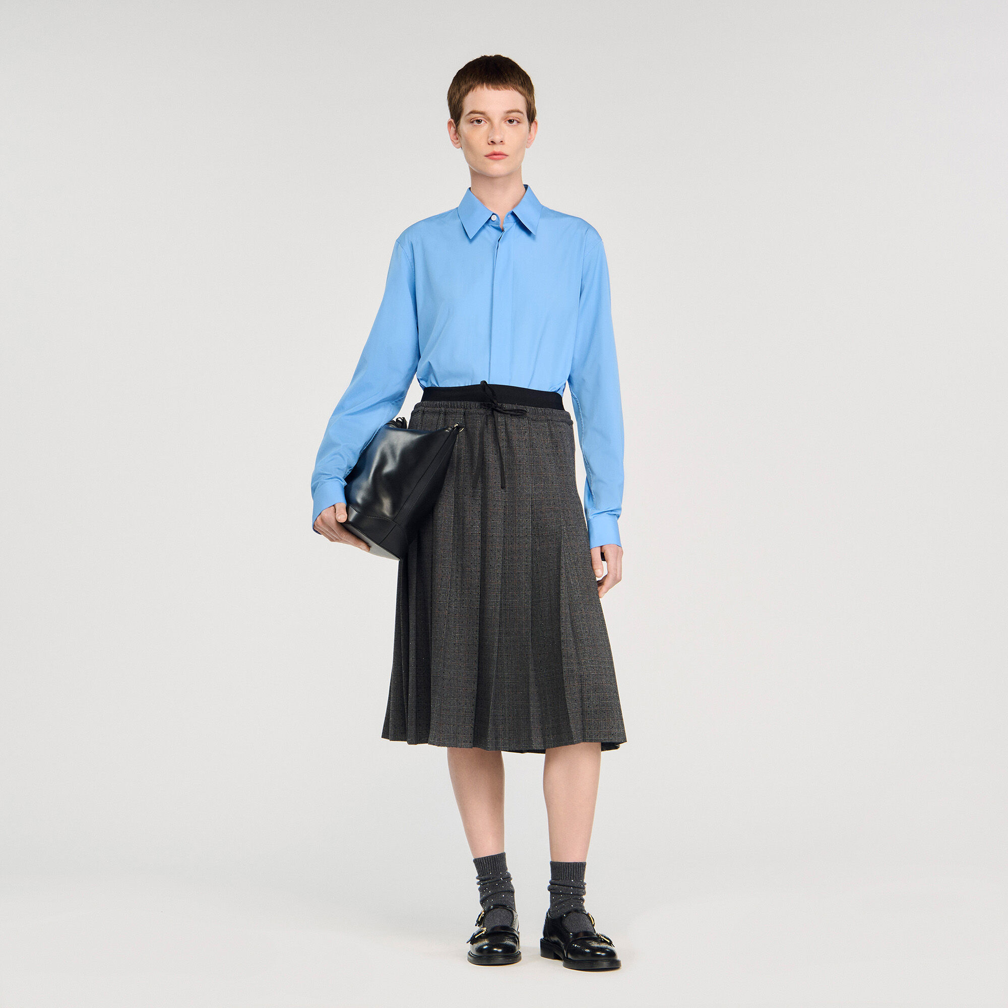 Long pleated rhinestone skirt