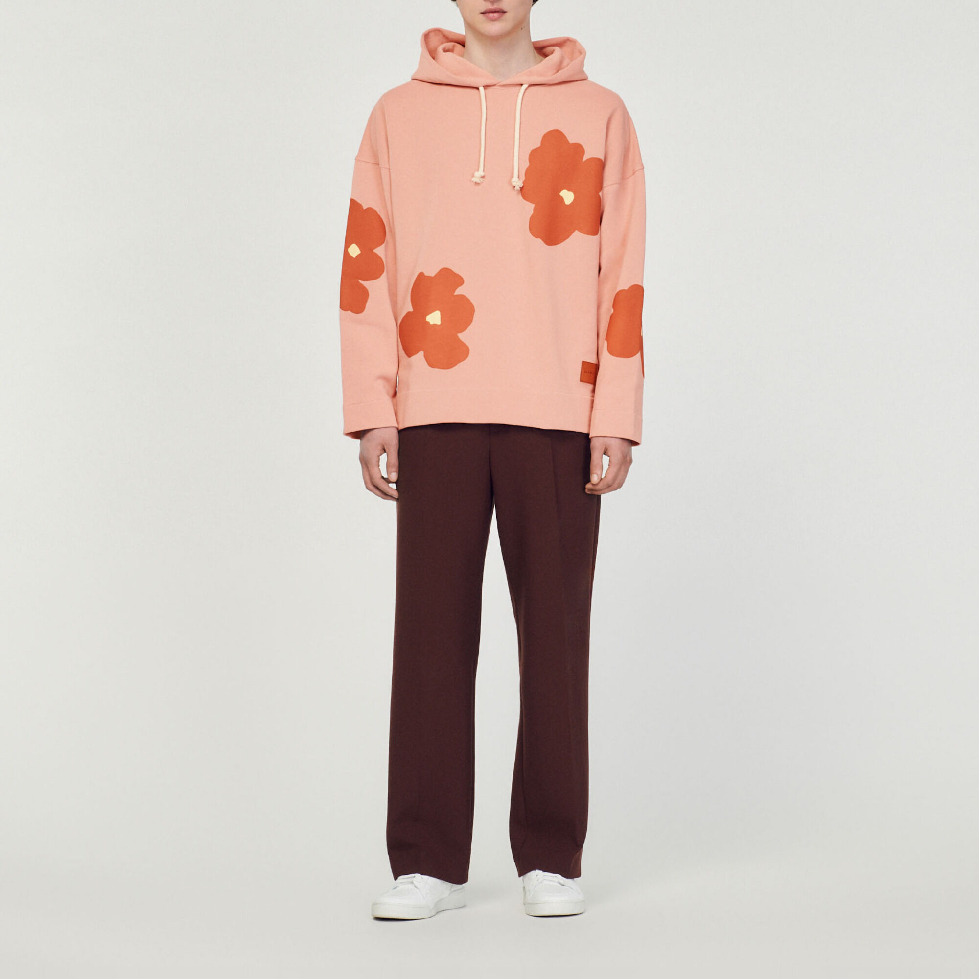 Floral pattern hoodie pink for Men Sandro Paris