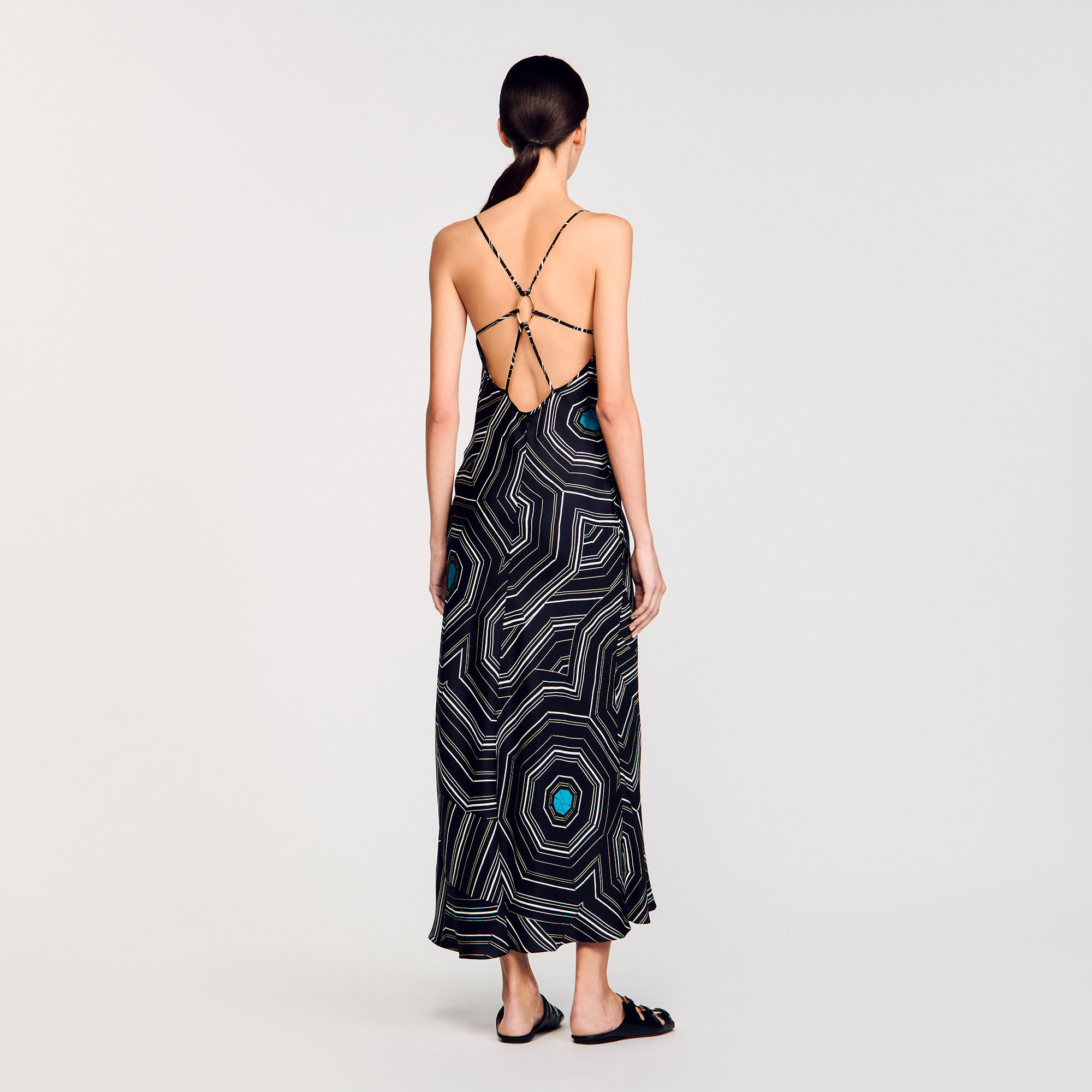Patterned silk maxi dress