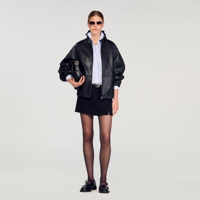 Oversized leather jacket