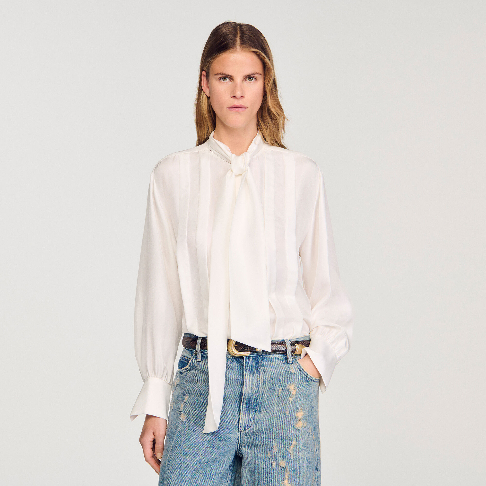 Silk lavallière shirt