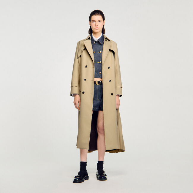 Belted double-breasted trench