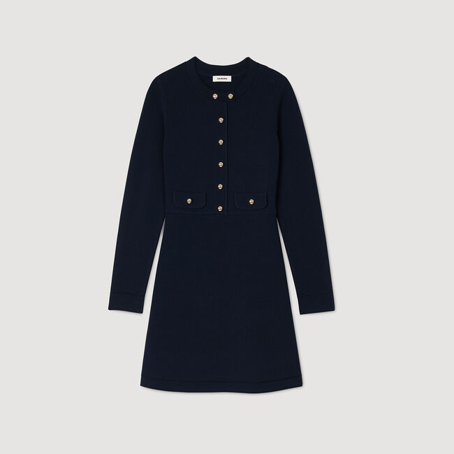 Short button-up knit dress