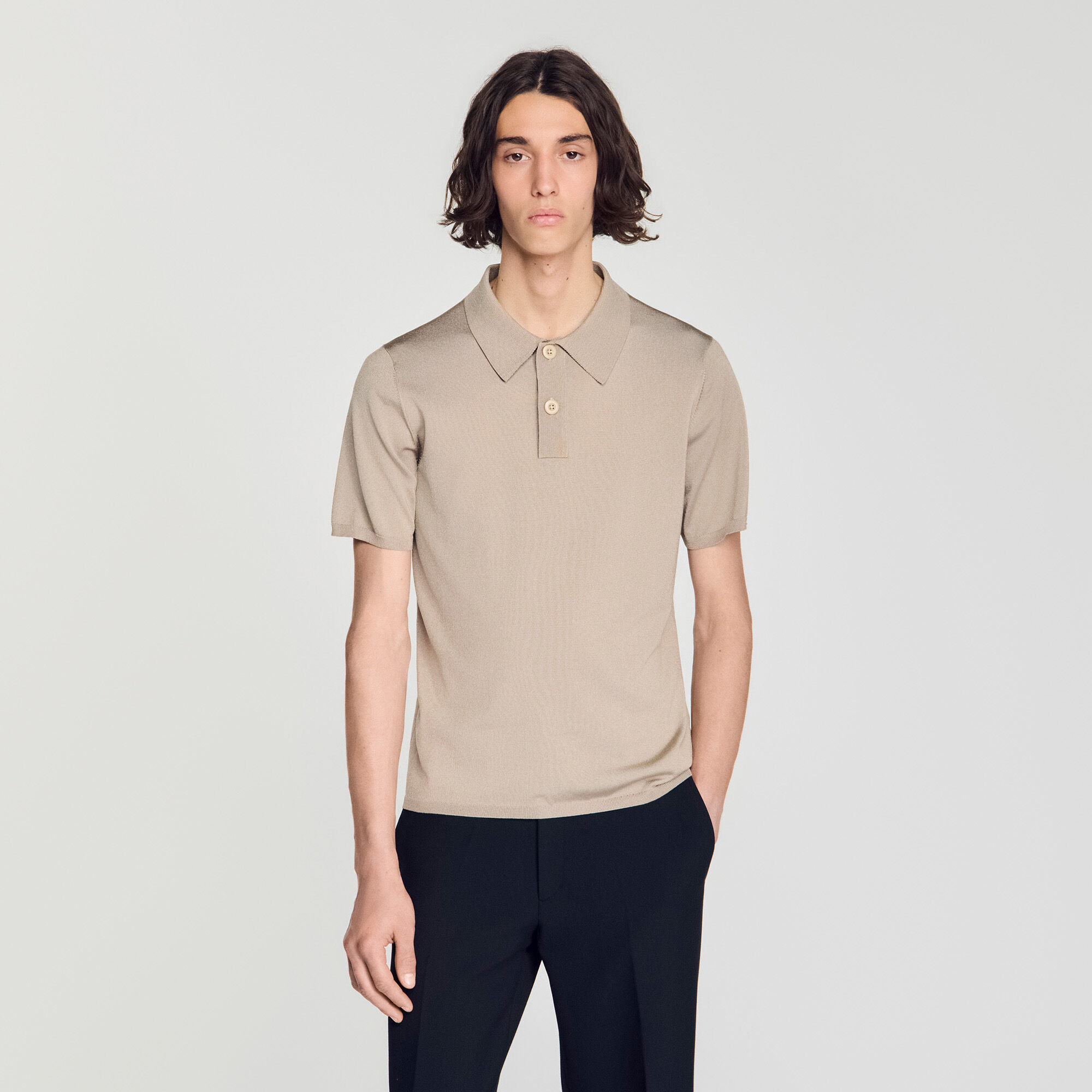 Short-sleeve knitted polo shirt