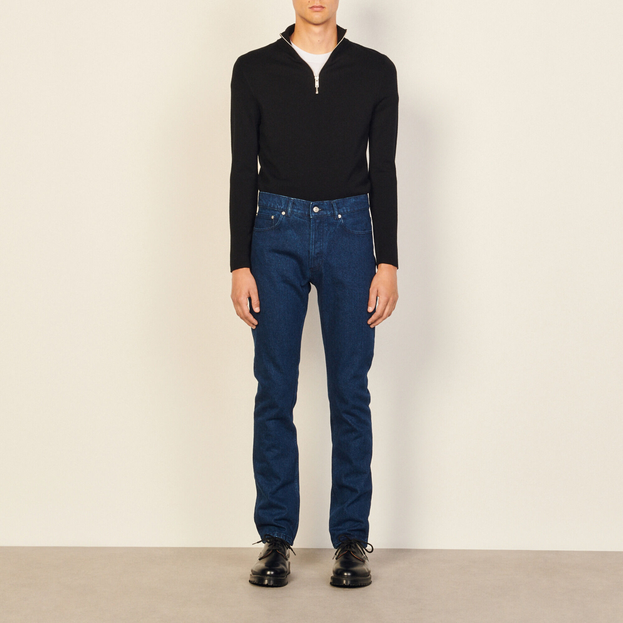 Raw denim cotton jeans