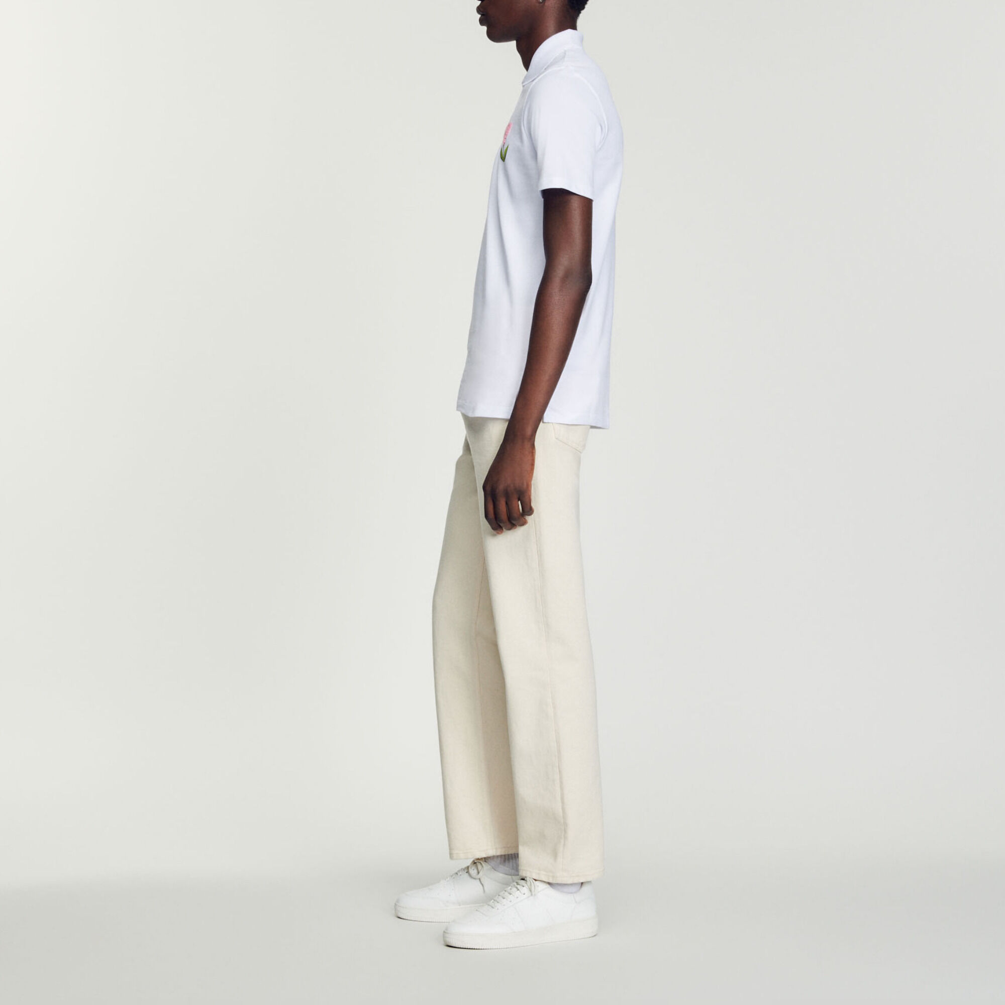 Embroidered tulip polo shirt