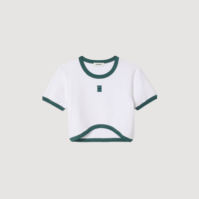 Two-tone cropped T-shirt