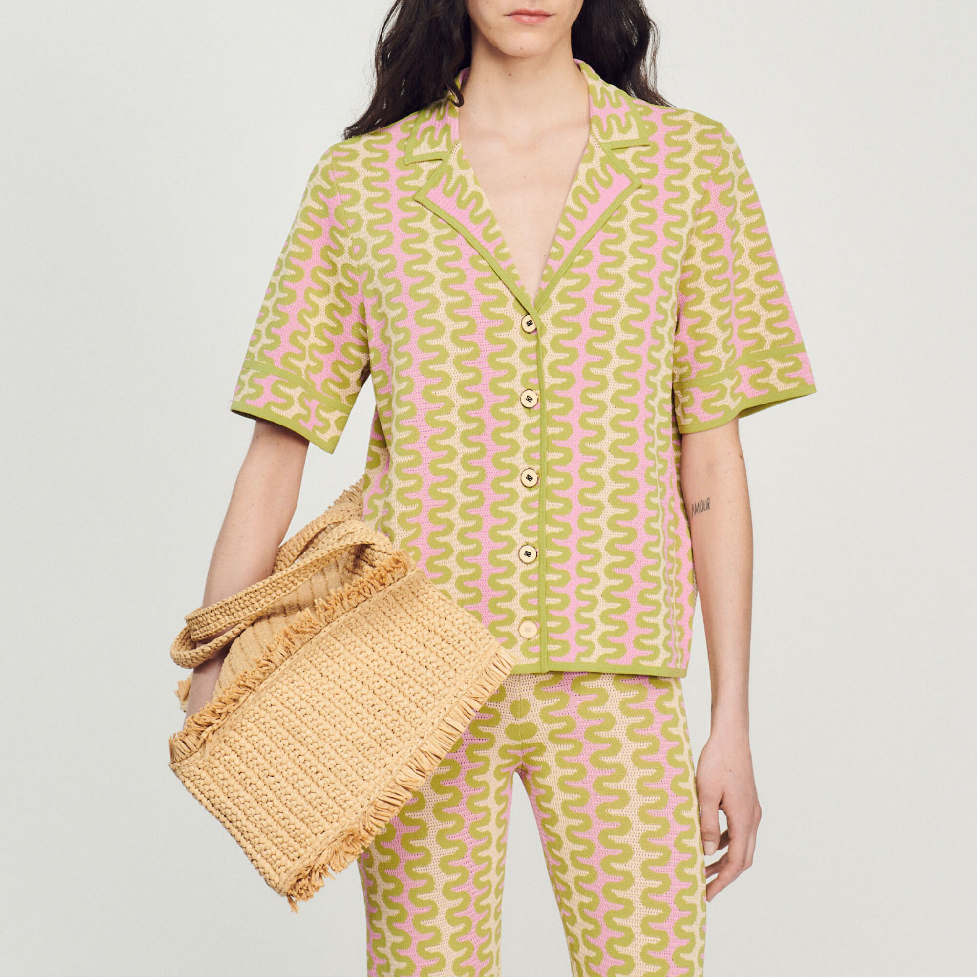 Patterned knit cardigan