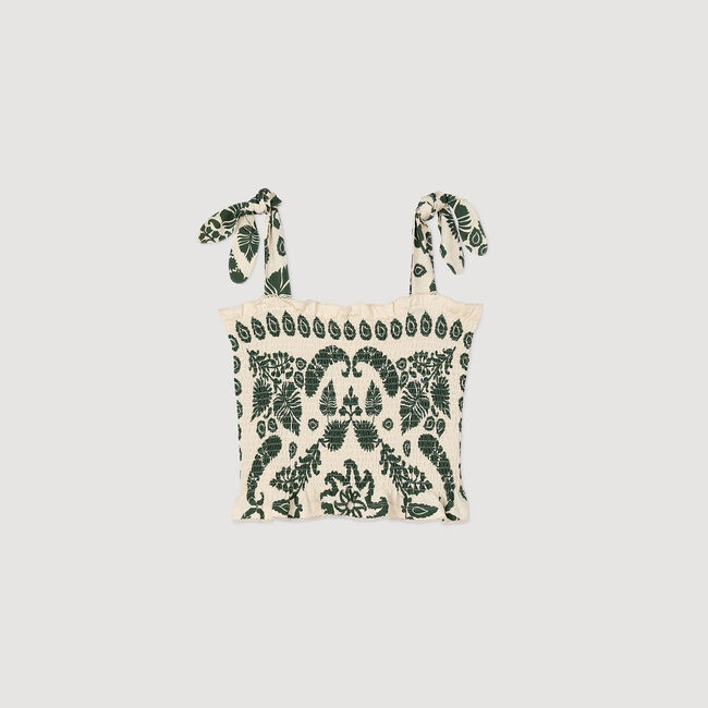 Floral motif smocked top