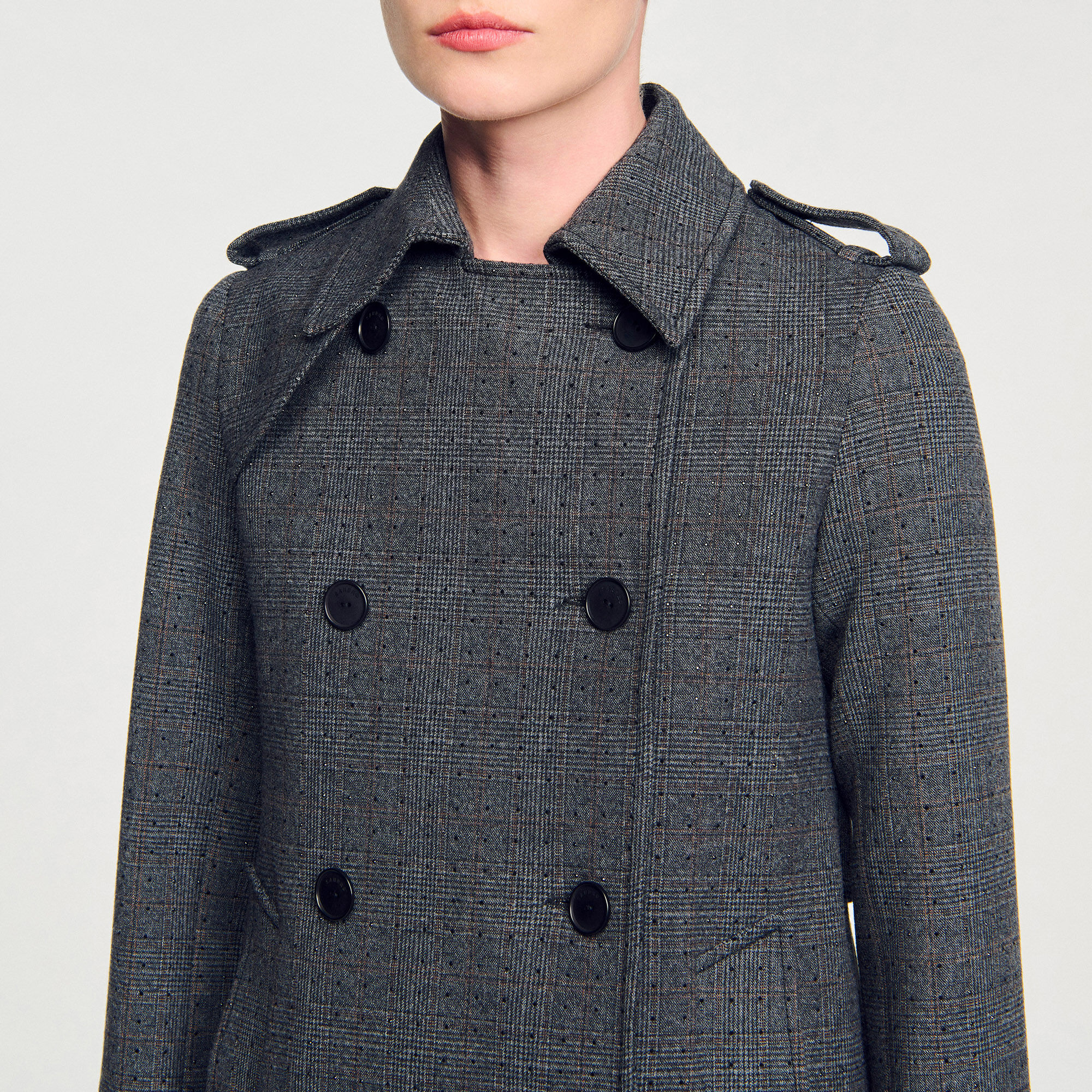 【海外限定】Sandroトレンチコート☆Rhinestone-Embellished But Sandro Trench Coat with Rhinestone Collar | Saks Fifth Avenue