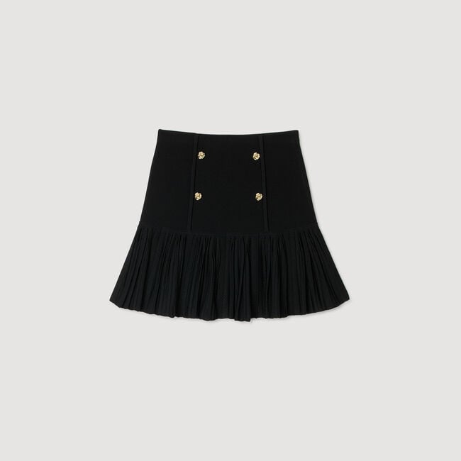Short pleated knit skirt