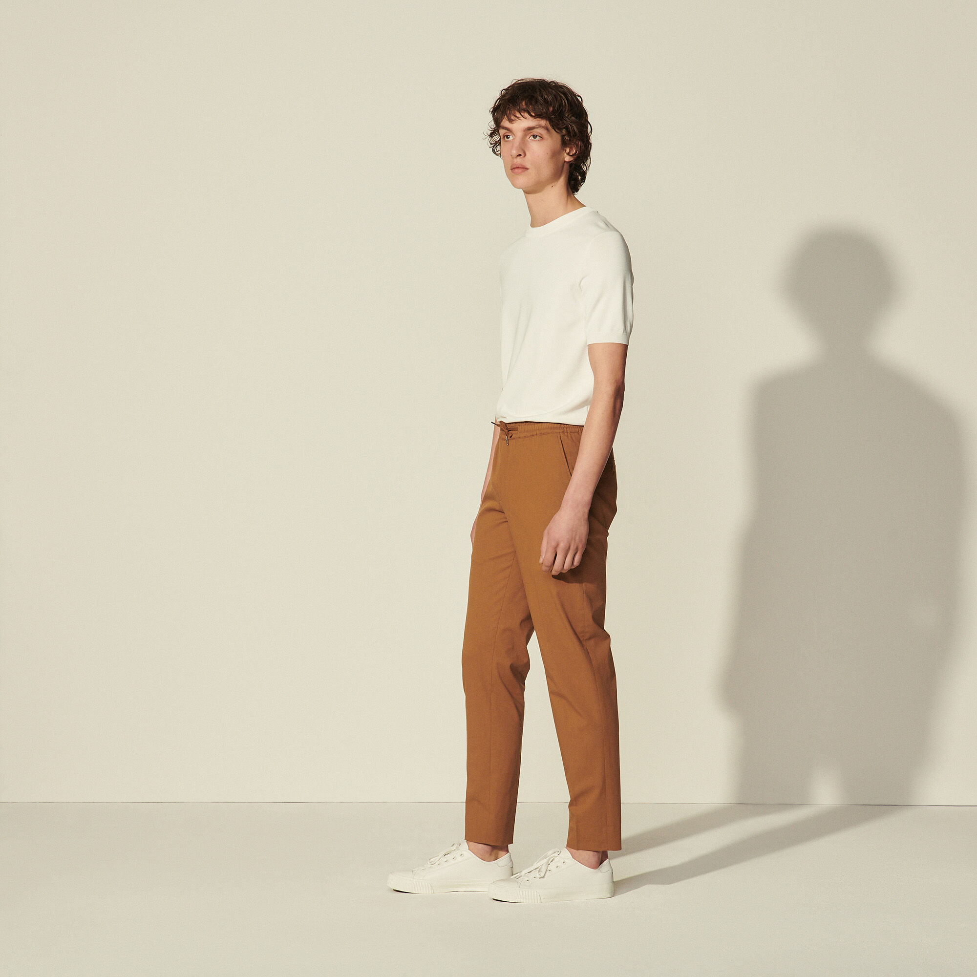 Cotton carrot-fit trousers