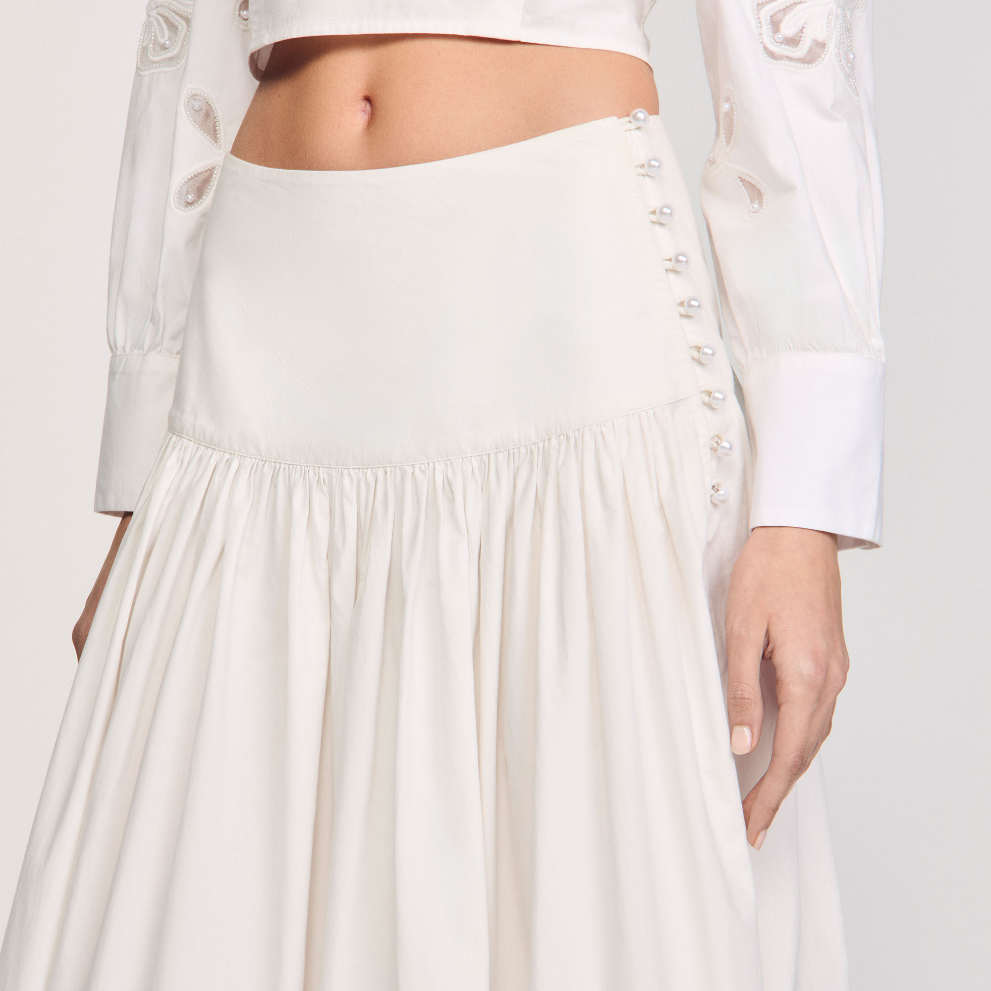 Long poplin skirt
