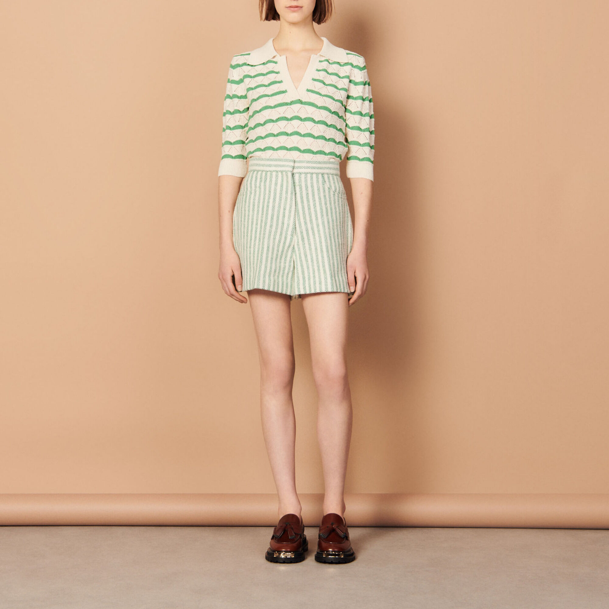 Wide striped shorts