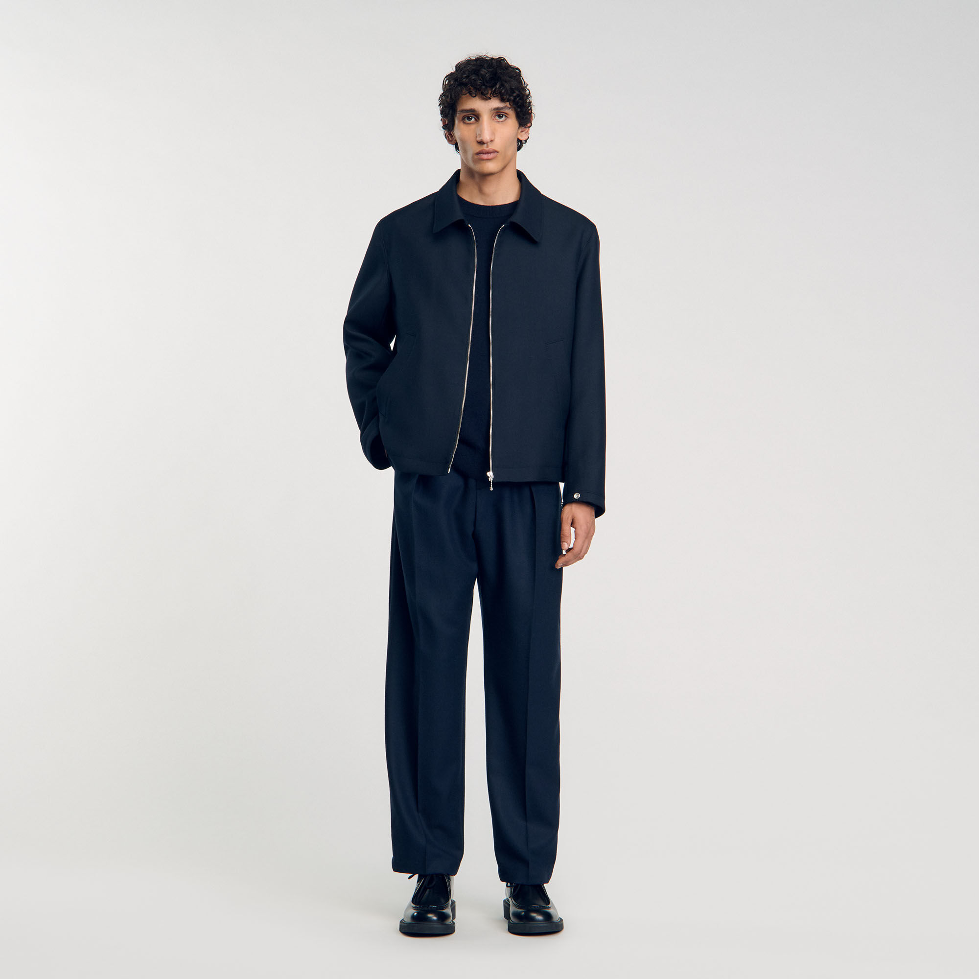 Zip up jacket blue for Men Sandro Paris