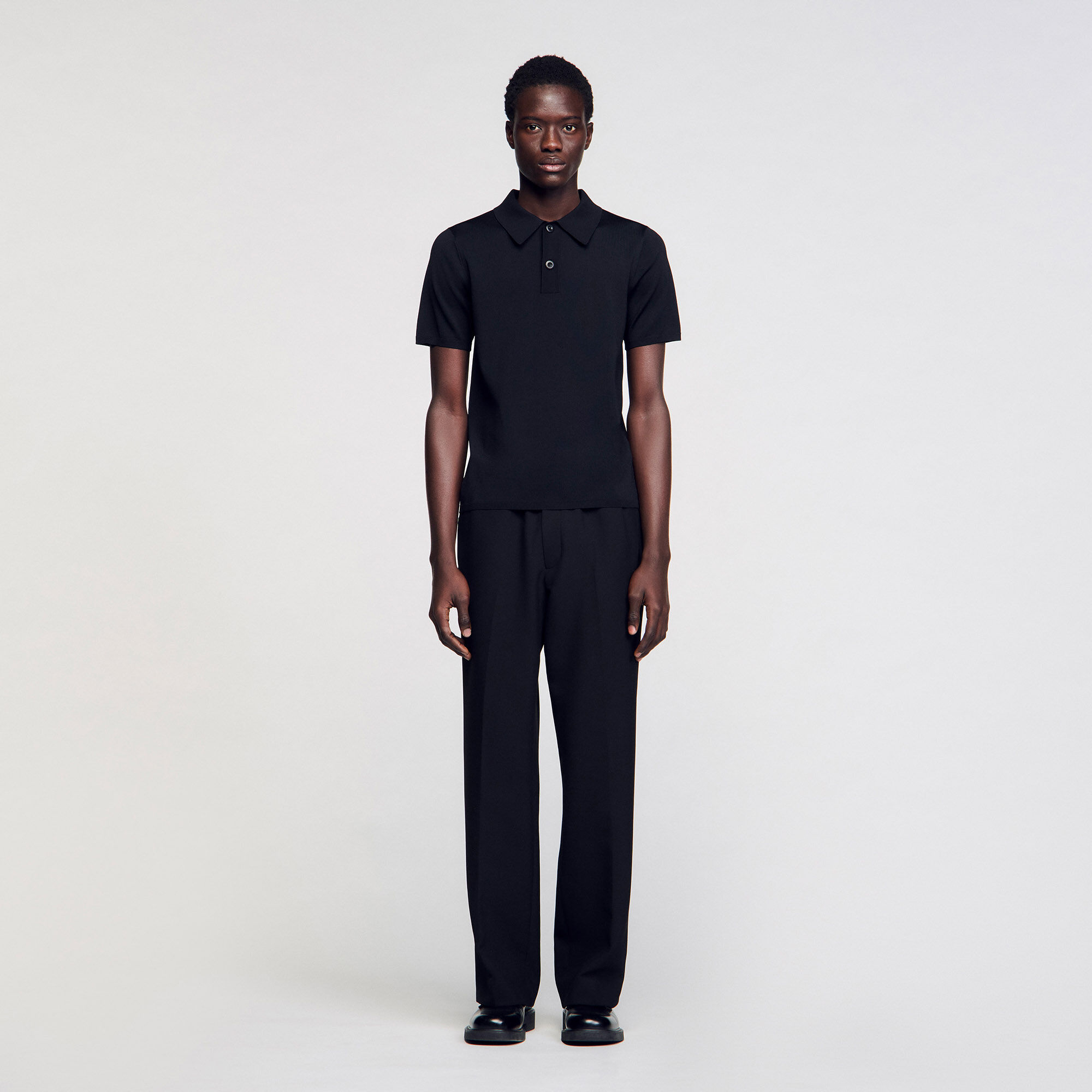Short-sleeve knitted polo shirt