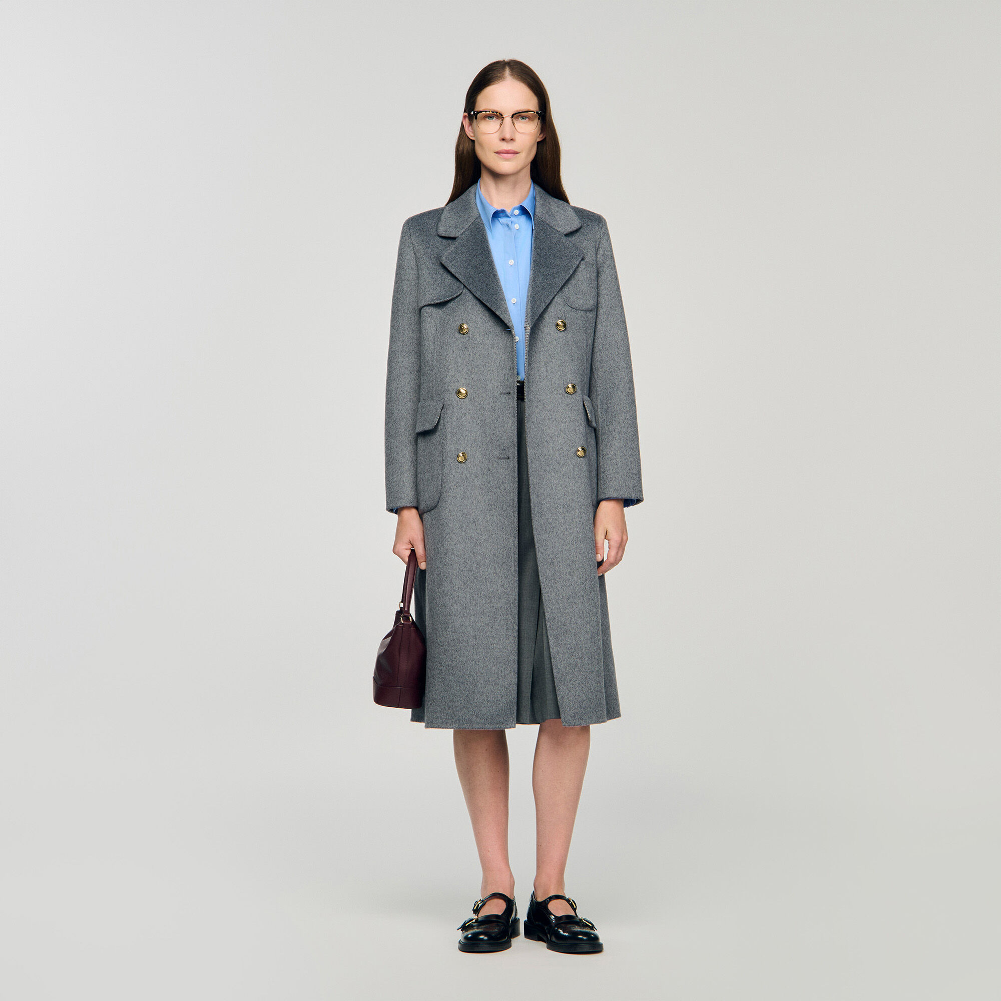 Double-faced check coat