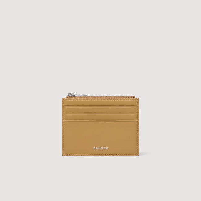 Zipped leather card holder