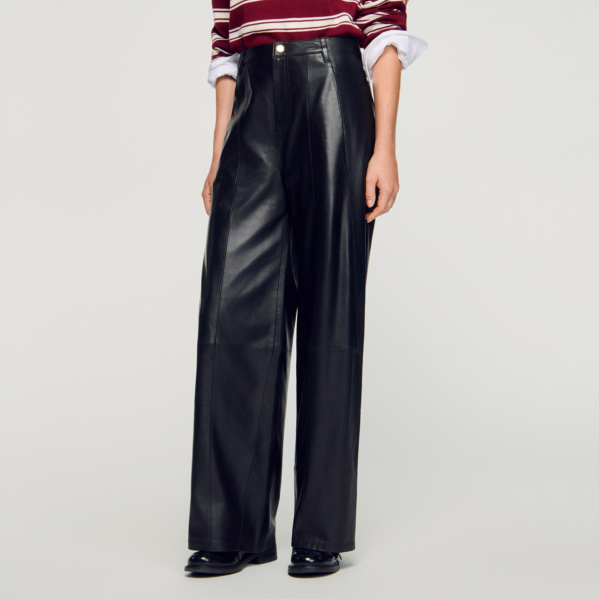 Wide-leg leather trousers