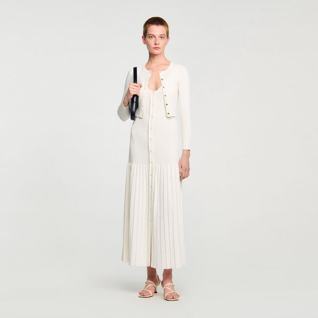 Cropped rib knit cardigan