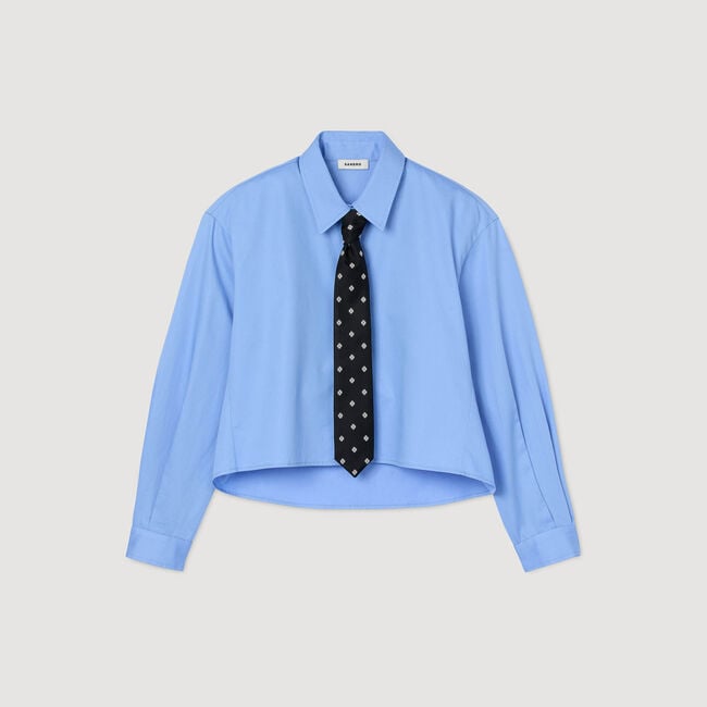 Cropped shirt with detachable tie