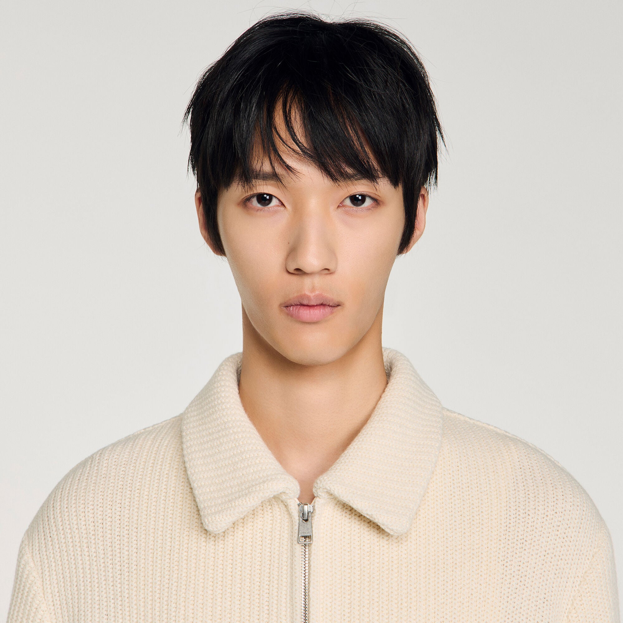 Knit-effect regular-collar jacket