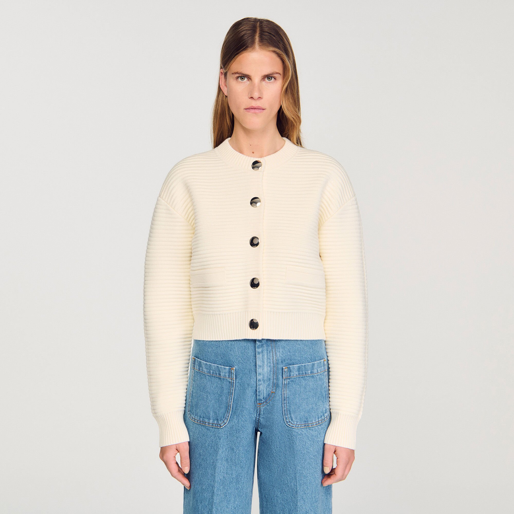 Textured knit cardigan