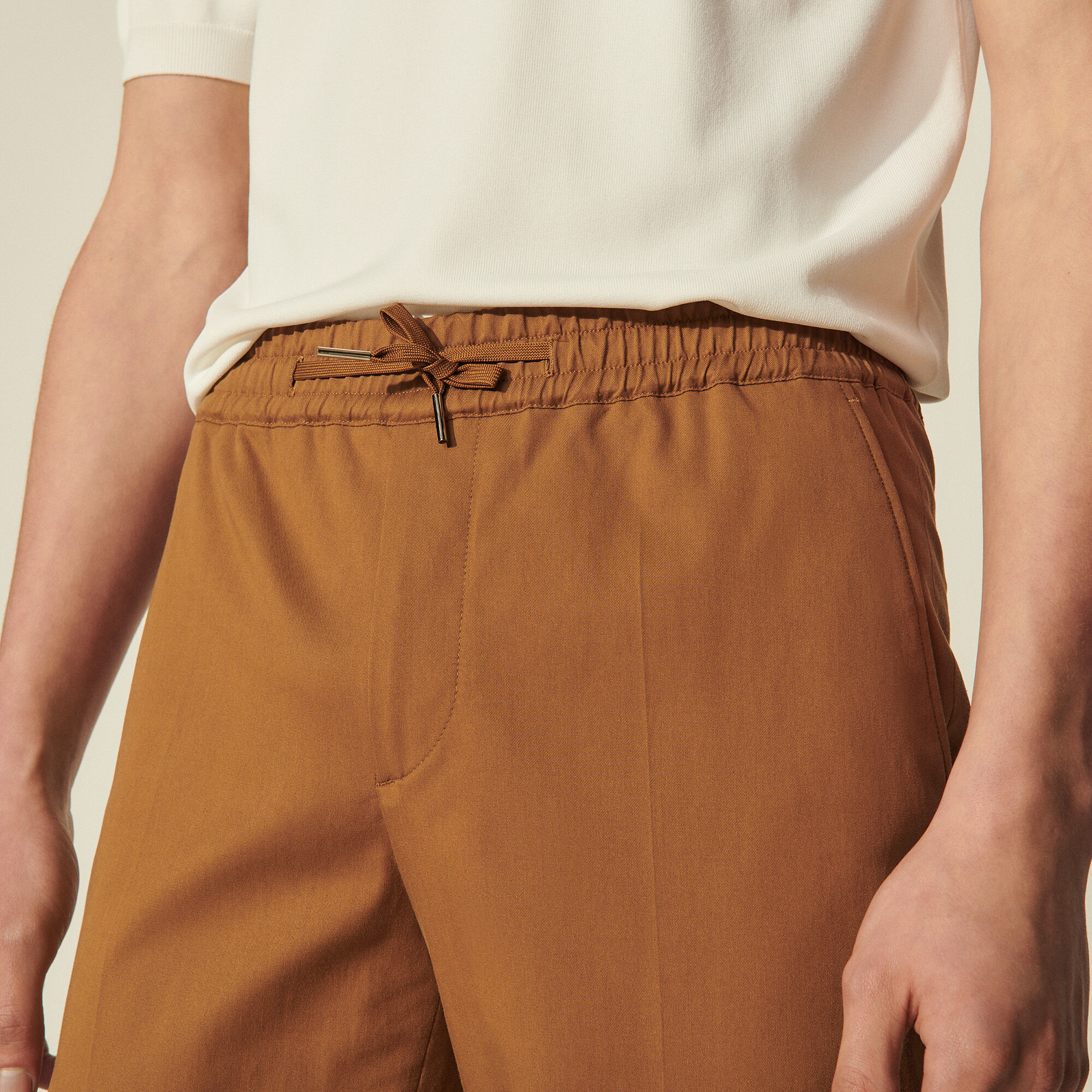 Cotton carrot-fit trousers