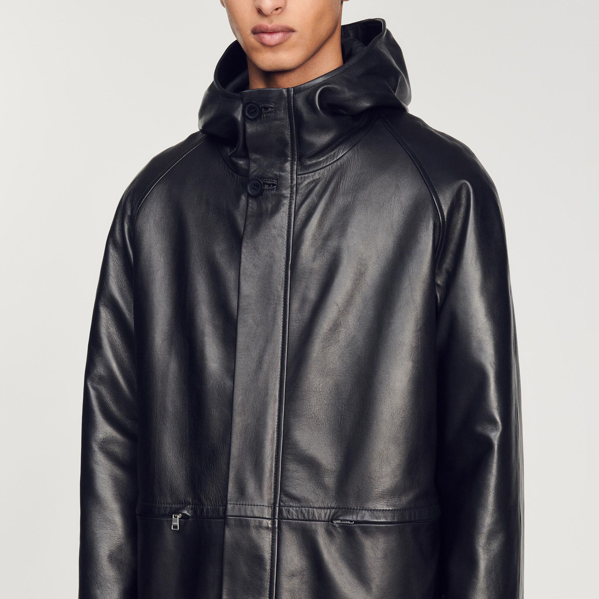 Lambskin leather parka