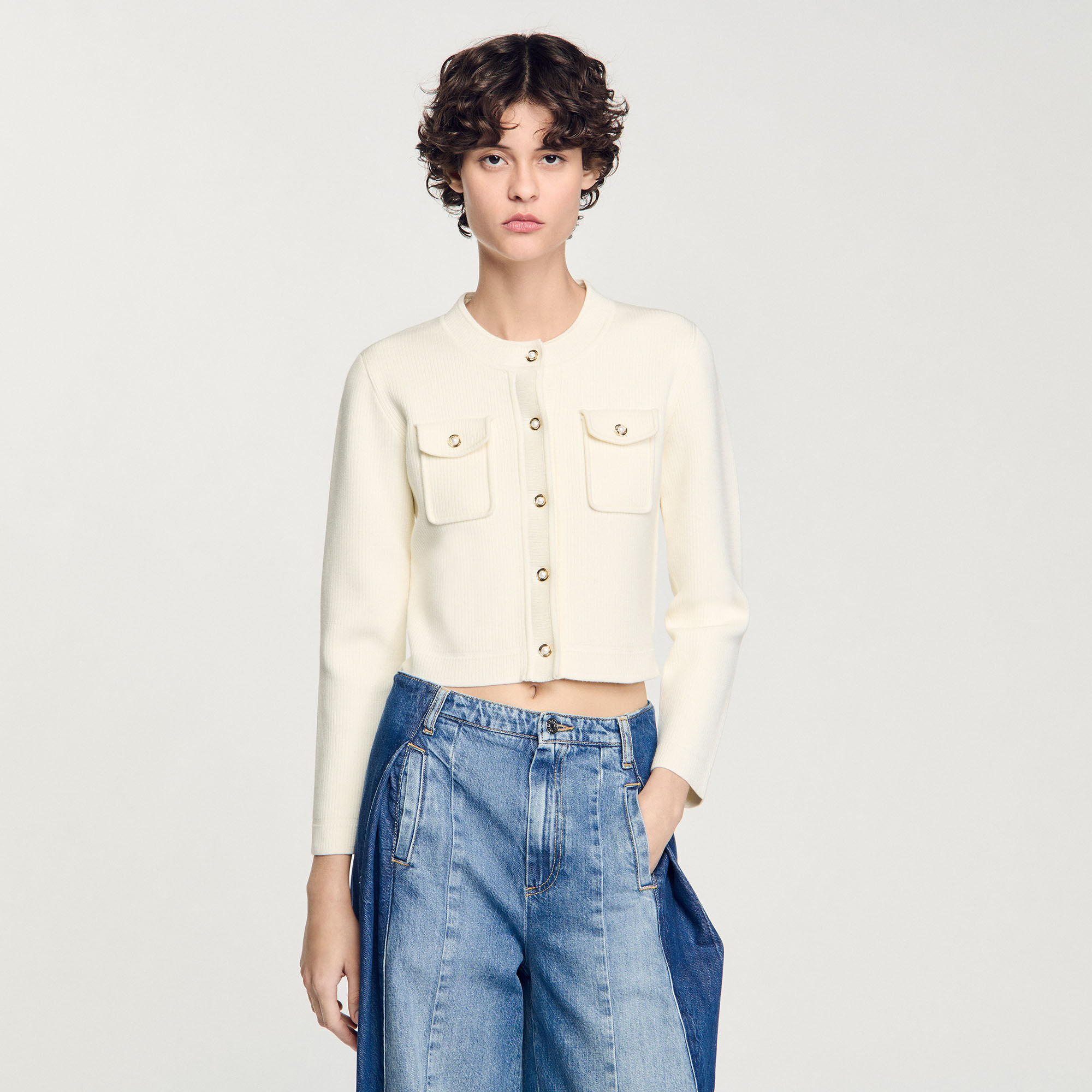 Rib knit cardigan