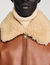 Leather jacket with fur collar