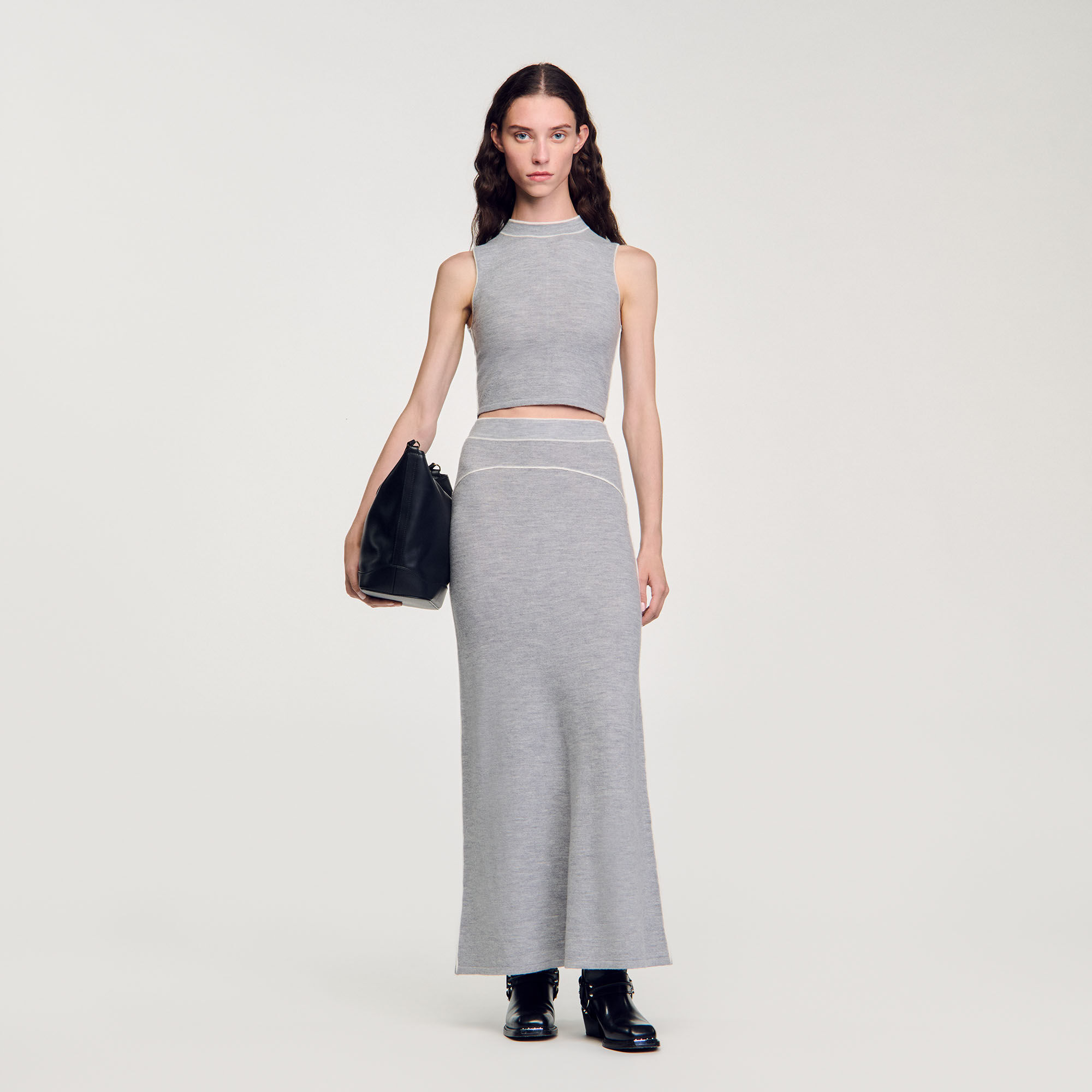 Cropped cardigan black gray For Women Sandro Paris